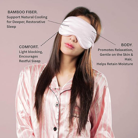 Luxury Bamboo Sleep Mask – Ultra-Soft Cooling Eye Mask for 100% Light Blocking, Adjustable Comfort Strap, Perfect for Travel & Better Sleep (Onyx)