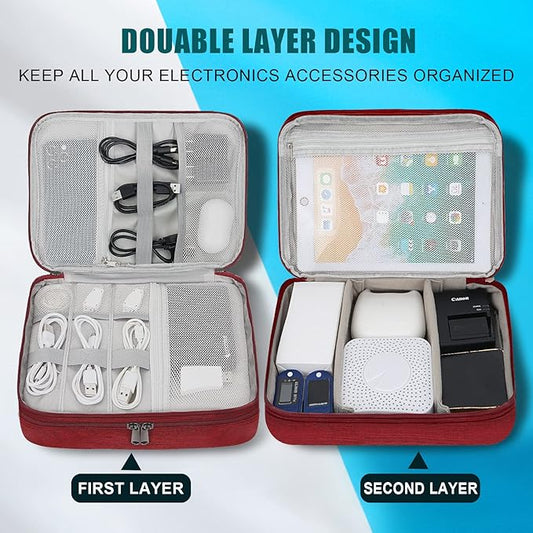 Electronic Organizer Travel Universal Cable Organizer Electronics Accessories Bag for Cable, Charger, Phone, USB, SD Card,1Pack