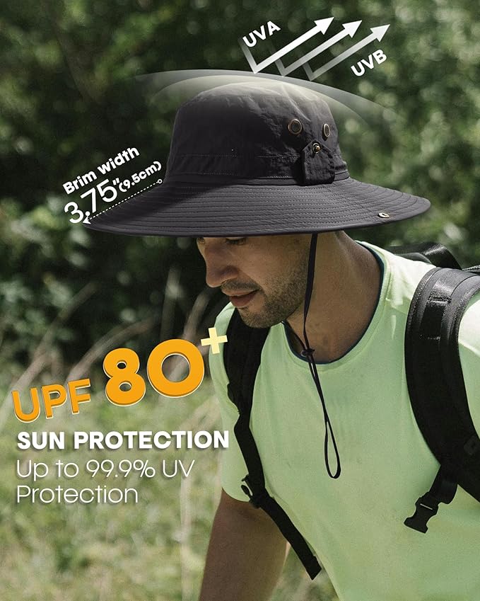 FURTALK Sun Hats for Men Fishing Hat UPF 80+ Foldable Wide Brim Outdoor Hiking Beach Summer Hats