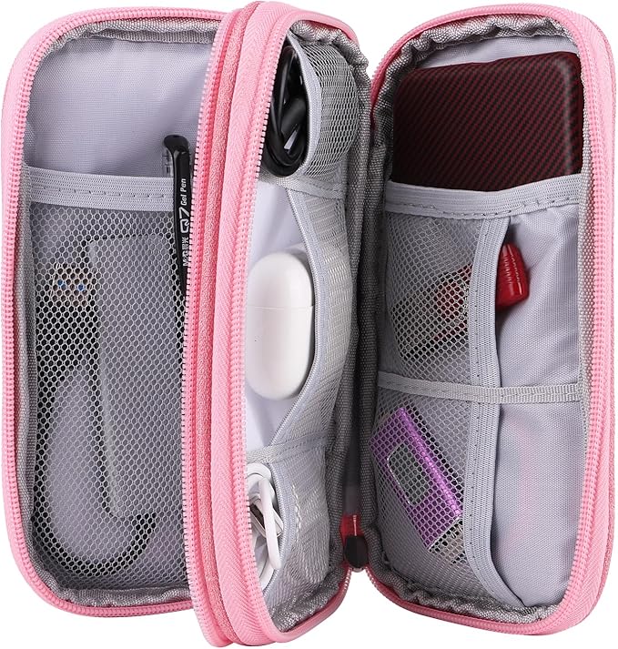 Pink Travel Gadget Bag - Ultimate Cable &accessories Organizer for Chargers, Phones & Memory Cards