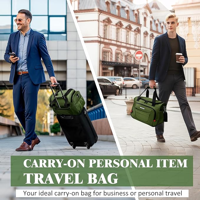 Underseat Carry On luggage Bag Airplanes Personal Item Bags, Gym Bag for Men Weekender Overnight Travel Tote Bag Shoulder Small Softside Carry on Luggage Travel Duffel Bags For Men,16 IN Green