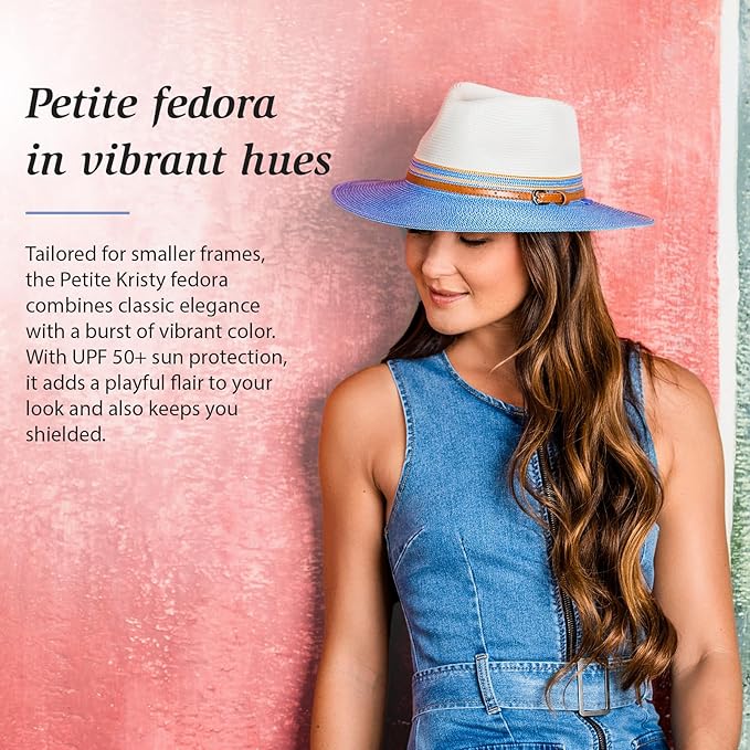 Wallaroo Hat Company Women’s Kristy Fedora – Small (Petite) or Medium | UPF 50+ | UV Sun Protection Hat | Packable Design