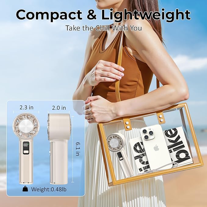 Portable Handheld Fan with Ice Cooler, 21H Max Cooling,9500RPM High Speed,100 Speeds, Small Pocket Turbo Design,Digital Display, Rechargeable Personal Handheld AC Fan for Travel Outdoor Office Commute
