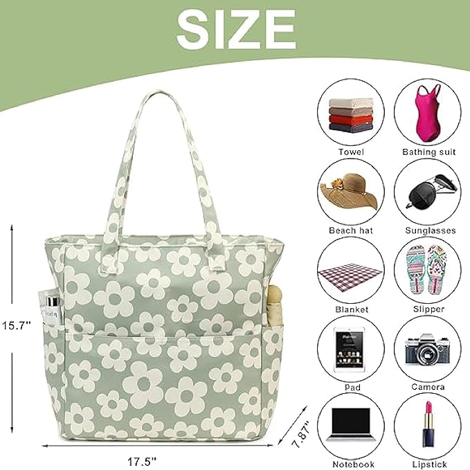 Bluboon Waterproof Beach Tote Pool Bags for Women Ladies Extra Large Carry On Bag With Wet Compartment for Weekender Travel