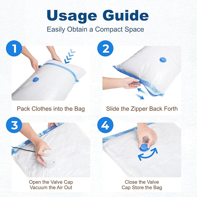 HOUSE DAY 10 Jumbo Vacuum Seal Bags For Clothing Travel, 80% Space Saving Travel Vacuum Bags with Electric Pump, Vacuum Storage Bags For Clothes, Comforters, Blankets, Moving, Reusable & Durable