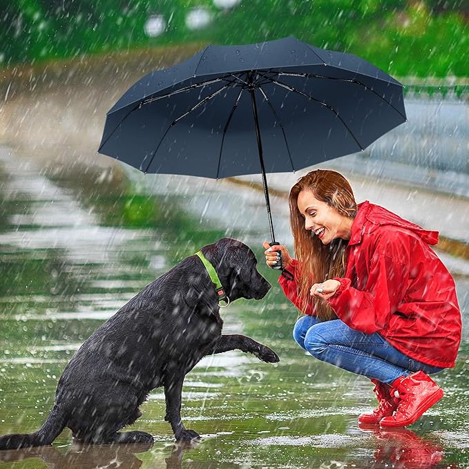ZOMAKE Travel Umbrella Compact - 10 Ribs Portable Collapsible Umbrellas for Rain Windproof - Paraguas Automatic Small Folding Umbrella Lightweight Packable Umbrella for Women Men