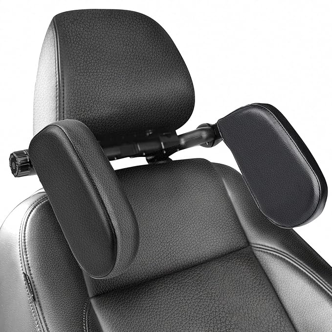 JZCreater Car Headrest Pillow, 180°Adjustable Head Neck Support Pillow, U- Shaped, Travel Sleeping Car Headrest, Only for Car Seat Headrest with Poles，Not Fit for Vehicle if The Seat Without 2 Poles