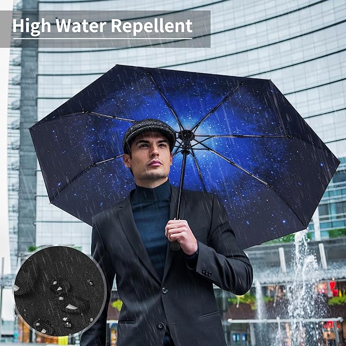 Seniny Windproof Travel Umbrella, Automatic Umbrellas for Rain, Portable & Compact Umbrellas for Backpack, Strong UV for Protection, Folding Small Sun Umbrella for Car, Walking