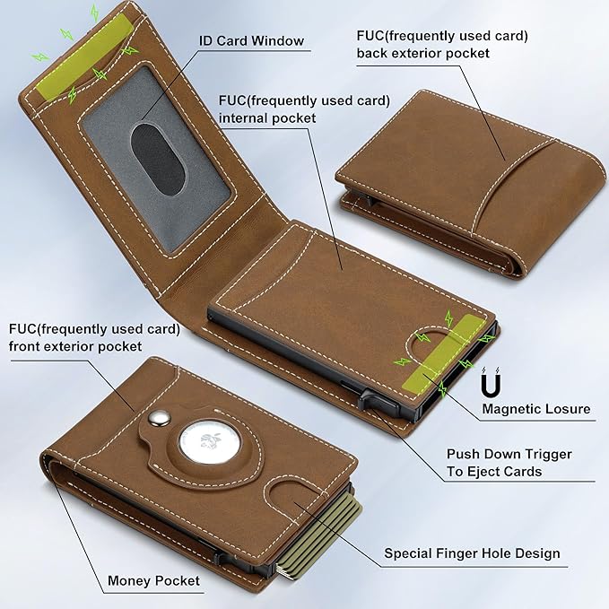 furid Smart Card Wallet for Men Slim: Minimalist Wallet For Men - RFID Blocking Pop Up Front Pocket Wallet, Metal Wallet 11 Card Holder