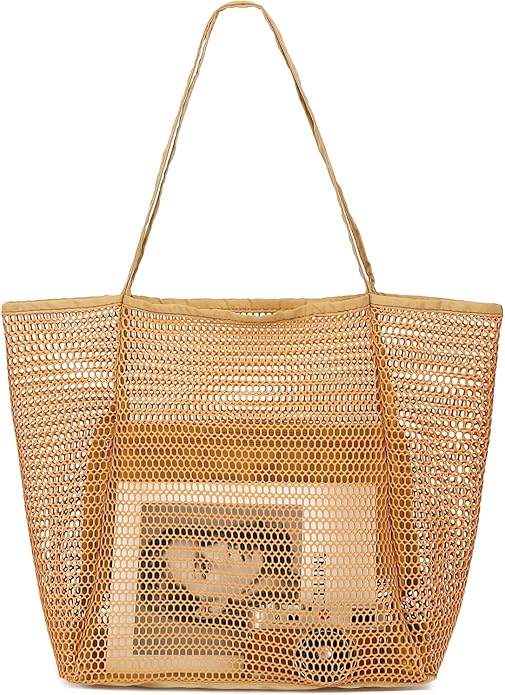 Mesh Beach Bag for Women, Casual Hobo Bags Large Beach Tote for Pool Travel Cruise Vacation Essentials