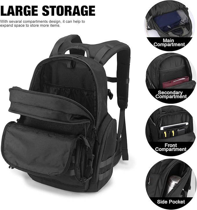 Mardingtop Military Tactical Backpack for Men 40L Molle Rucksack EDC Daypack for Hiking,Travel,Camping, Hunting(With 10Pcs Patches and 3Pcs Buckles)