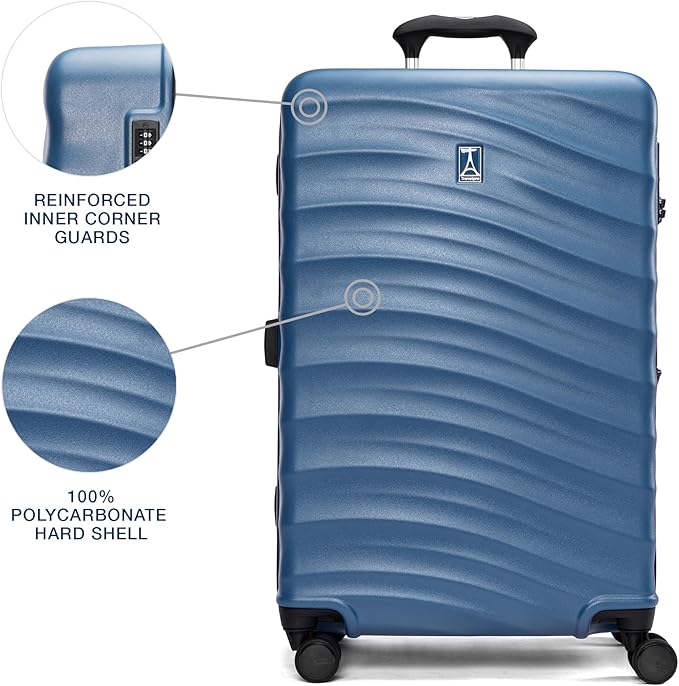 Travelpro Maxlite Air V2 Hardside Expandable Checked Luggage, 8 Spinner Wheels, Lightweight Hard Shell Suitcase, TSA lock, Ensign Blue, Checked Medium 25-Inch