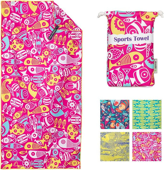 4Monster Microfiber Beach Towel Quick Dry,Super Absorbent Lightweight Travel Towel for Swimmers, Sand Free Camping Towel, Beach Towels for Pool,Swim,Water Sports,Yoga