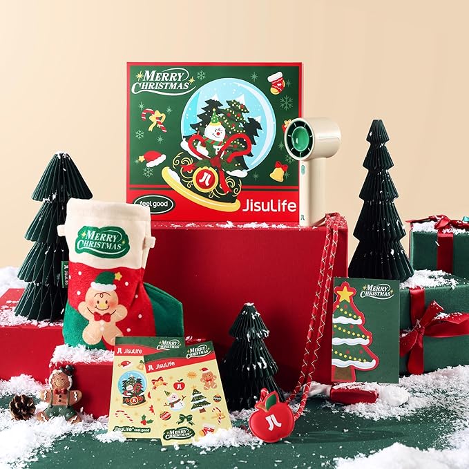 JISULIFE Portable Handheld Fan, 4000mAh Mini Rechargeable Fan, 5 Speeds & Up to 22H Cooling. Ideal for travel, camping, and Christmas festivities. Gift for Women, Men, Bridesmaids, Birthday (Beige)