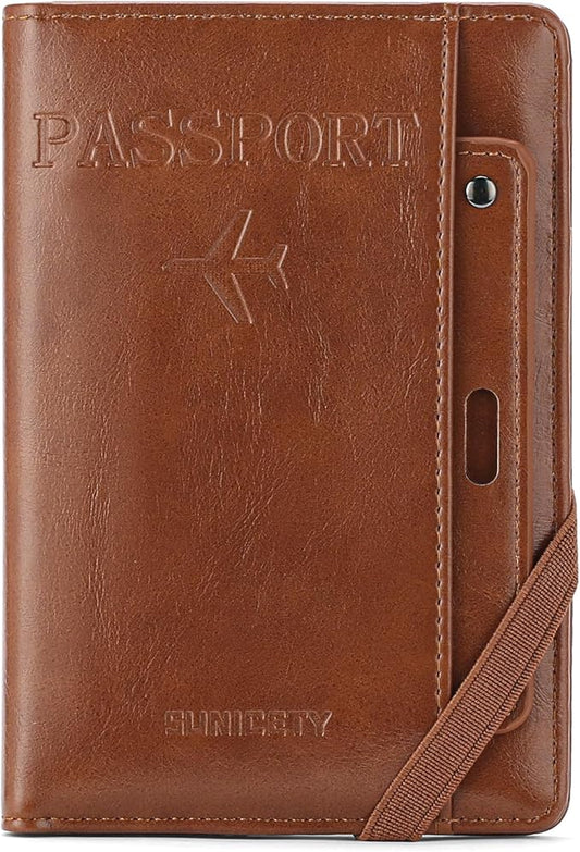 Rfid Passport Holder for Travel Women Men Passport Wallet Rfid Blocking with Card Slots and Pen Holder