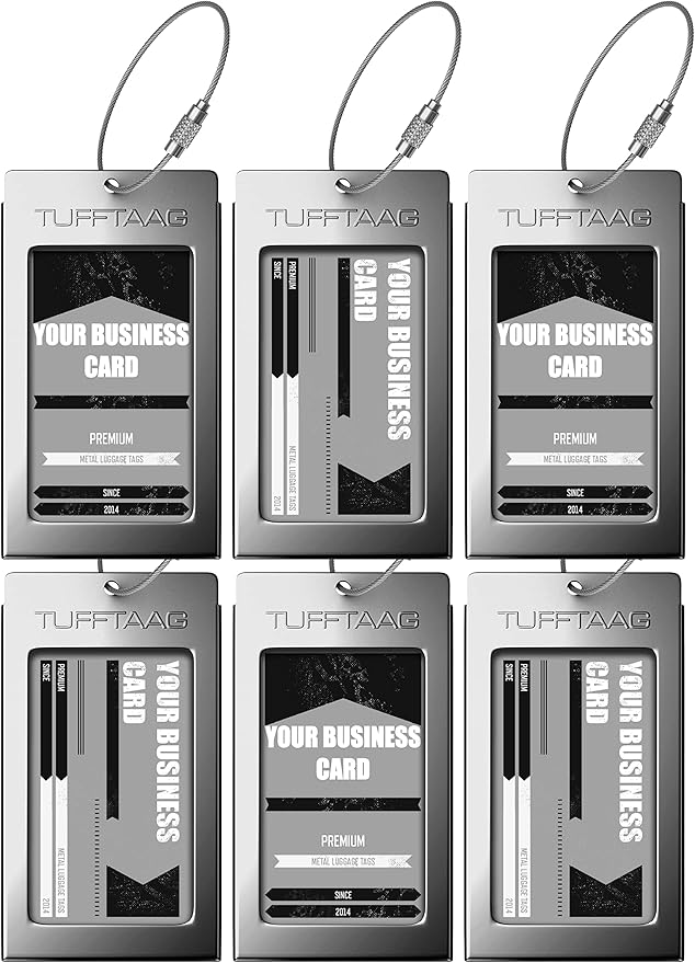 Luggage Tags Business Card Holder by TUFFTAAG - Durable Travel ID Bag Tag in Multiple Color Options, Perfect for Suitcases, Backpacks, and Carry-Ons, Easy Identification, Secure and Stylish