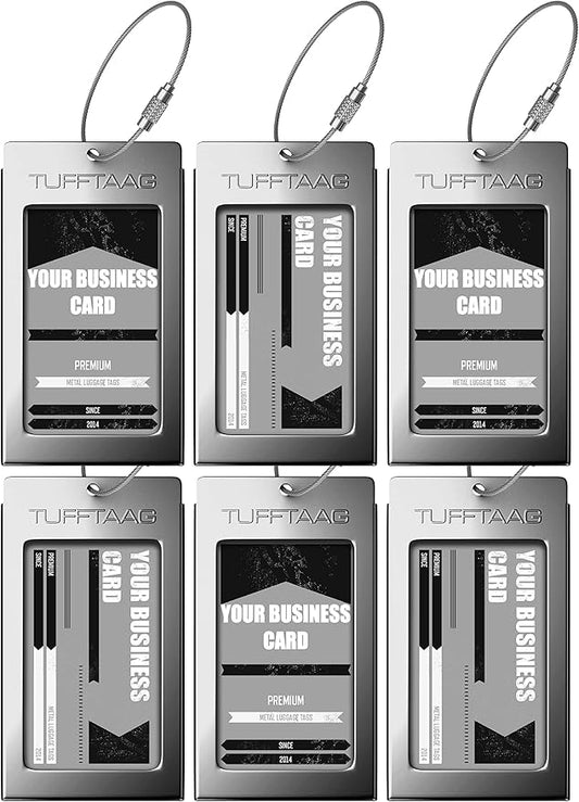 Luggage Tags Business Card Holder by TUFFTAAG - Durable Travel ID Bag Tag in Multiple Color Options, Perfect for Suitcases, Backpacks, and Carry-Ons, Easy Identification, Secure and Stylish