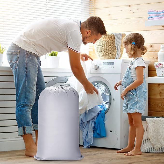 6 Pcs 43 x 55 Inch Extra Large Laundry Bag Washable Travel Laundry Bags with Drawstring Lock Closure Heavy Duty for Dirty Clothes Camping Tent Blankets Yarn Fabric Storage, Assorted Colors