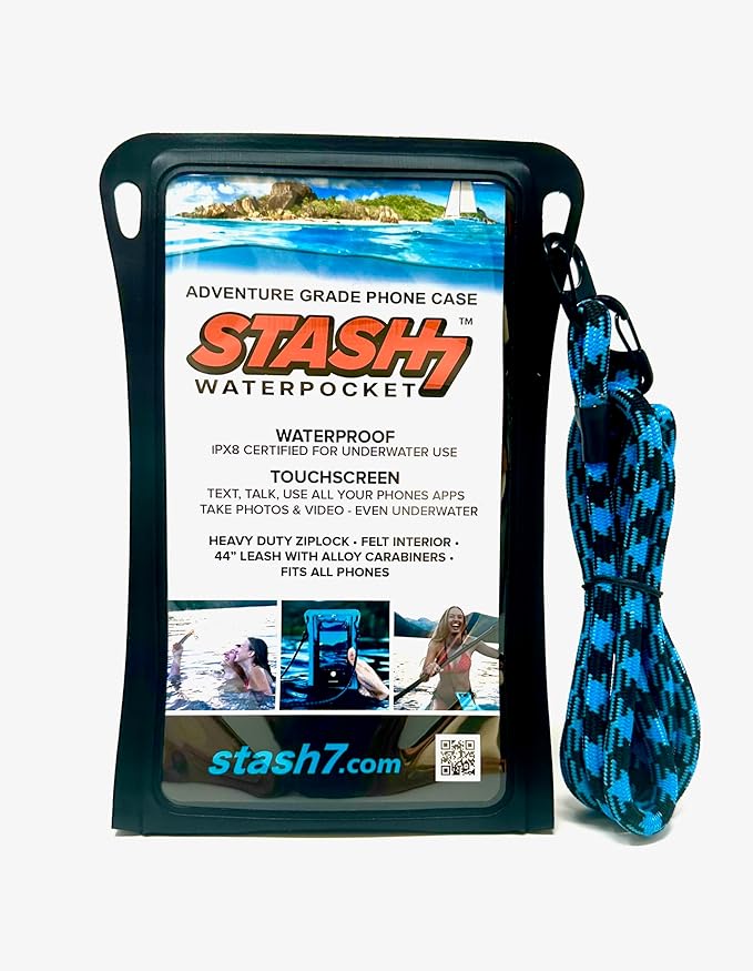 Waterproof Phone Pouch w/Long Lanyard | IPX8 Adventure Grade Cellphone Dry Bag Case, Fits iPhone 15 Pro Max,14 Pro Max, 13 Pro Max, XS, XR, Galaxy S21, for Snorkeling, Kayaking, Cruise Black