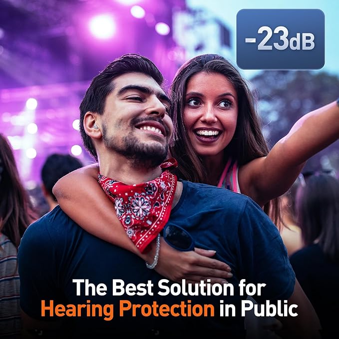 High Fidelity Concert Ear Plugs, Noise Cancelling Silicone Ear Plugs 2 Pairs Great for Concerts Loud Music, Musicians, Motorcycles, Airplanes, Raves, Hearing Protection -23 dB