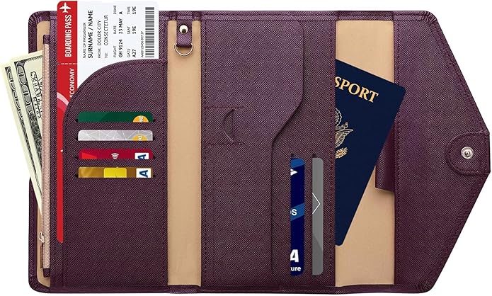 Vintage Style Genuine Leather Unisex RFID Blocking Passport Holder Travel Organizer