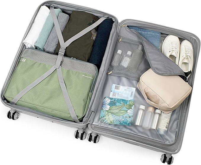 Traveler's Choice Elm Expandable Spinner Luggage Set, Matte Silver, 29" Large Checked