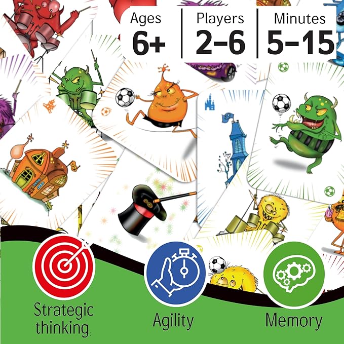 Speedy Monsters - Kids Card Games Ages 4-8, 8-12, Fun, Matching Card Games for Kids 8-12. Speed Color Monster Game, Reflex & Strategy Game for Travel& Game Night with Cute Monster Cards, 2-6 Players