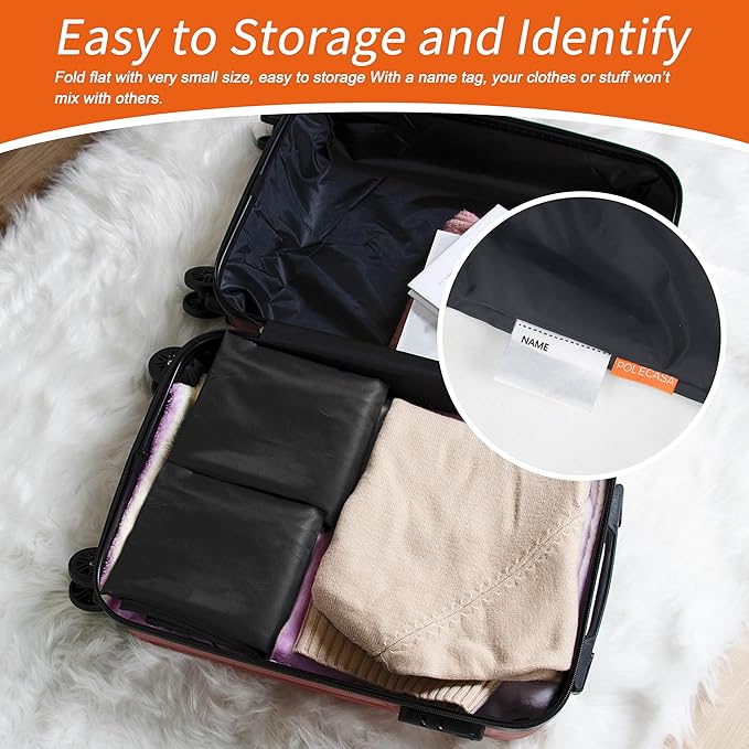 Polecasa Extra Heavy Duty Large Laundry Bag with Sturdy Handles and Drawstring Closure, 28 x 36 inches Durable Storage Bags for Basket, Hamper, College, Dorm, Travel, Black