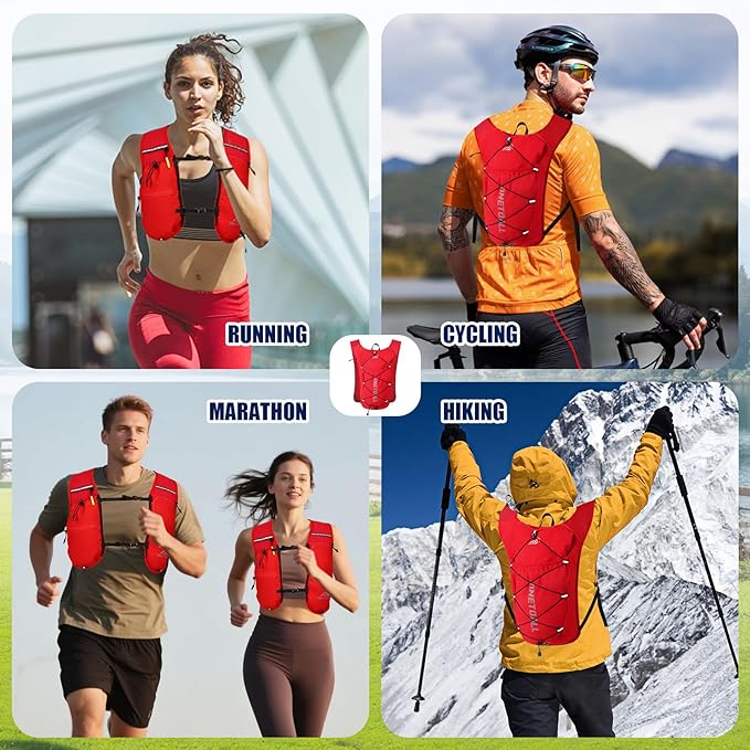 Running Vest for Women & Men, 6L Hydration Backpack with 2L Water Bladder, Lightweight Water Backpack for Trail Running, Marathon, Hiking, Cycling, Jogging, Adjustable Fit