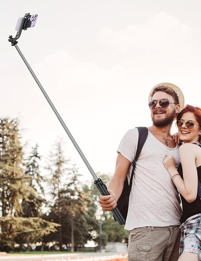 71" Selfie Stick Tripod, All in One Quadripod with Remote & Phone Holder, Extendable Cell Phone Tripod, Travel Tripod Stand Compatible with for Cell Phone & Camera, iPhone, Android,Video Recording