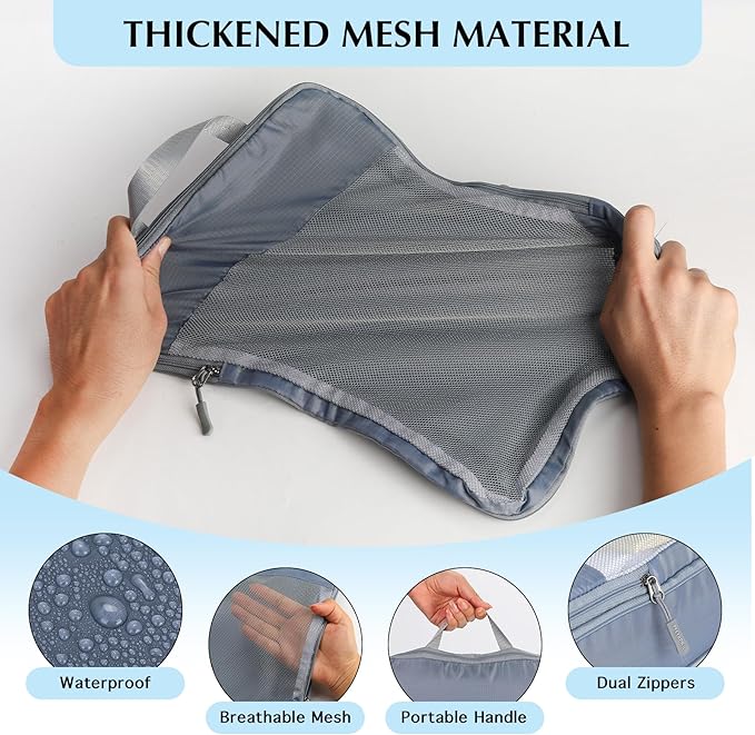 Lightweight Compression Packing Cubes for Suitcases, Compressible Expandable Travel Packing Organizer with Clear Toiletries and Backpack Bag, Travel Essentials for Carry on Luggage 7 Set