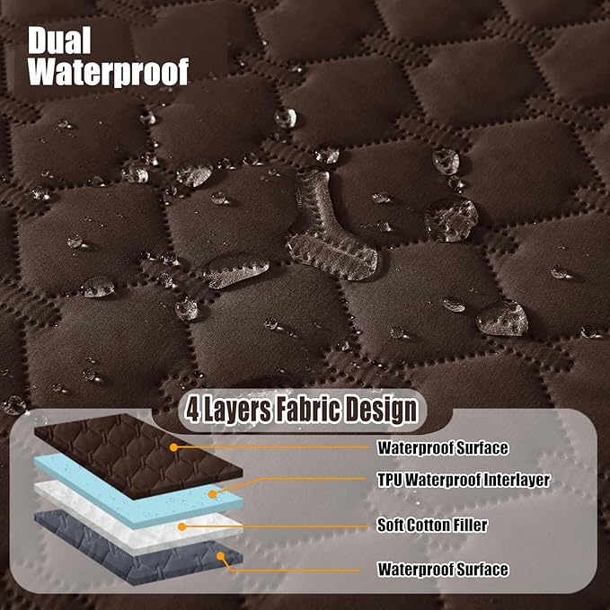Smiry Waterproof Dog Bed Cover Blanket, Soft Reversible Pet Blanket, Washable Leakproof Cats Dogs Couch Cover for Sofa, Couch, Furniture, Plaid (82x82 Inch, Chocolate/Dark Grey)