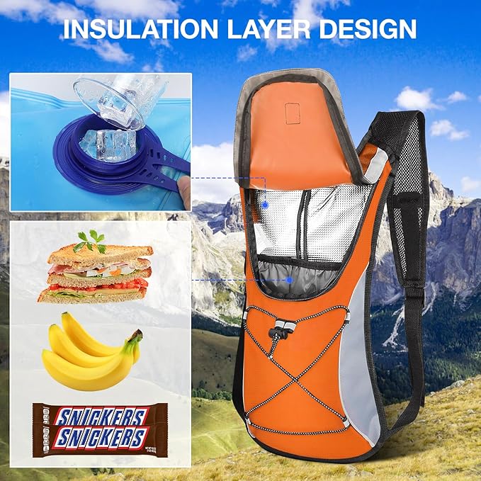 KUYOU Running Hydration Vest - Lightweight Insulated Hydration Backpack with 2L Water Bladder, Adjustable Chest Straps and Reflective Water Backpack for Trail Running Marathon Race Hiking Cycling