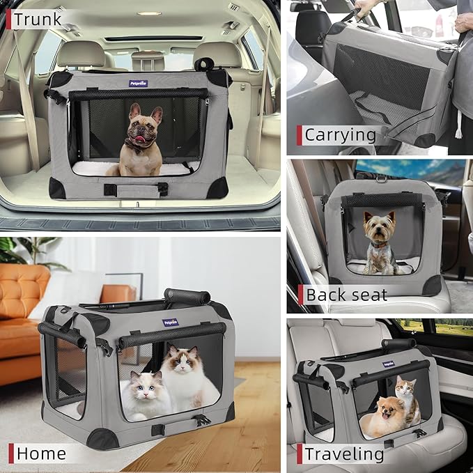 Petprsco Large Cat Carrier for 2 Cats Small Medium Dogs, Soft Pet Carrier 24x17x17 for Traveling with Warm Blanket Foldable Bowl and Washable Pad