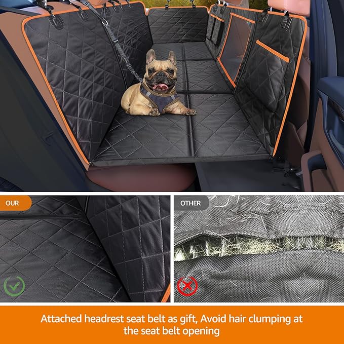 iBuddy Car Seat Cover for Dogs Offer Large Space Hard Bottom Back Seat Extender Support 420LB, Waterproof Dog Hammock Protects Rear Seat from Fur, Scratches and Dirt for Car/SUVs Easy to Clean
