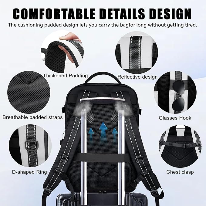 Travel Backpack for Men, 17.3 Inch Laptop Backpack, Water Resistant Business backpack with Waterproof zipper，Carry on Backpack with 30L Large Capacity Bag for Work College Travel