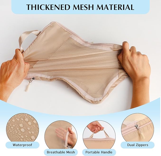 Lightweight Compression Packing Cubes for Suitcases, Compressible Expandable Travel Packing Organizer with Clear Toiletries and Backpack Bag, Travel Essentials for Carry on Luggage 7 Set