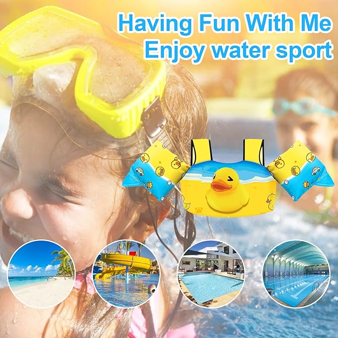 Chriffer Kids Swim Vest Life Jacket for 30-55 Pounds Boys and Girls, Toddler Floaties with Shoulder Harness Arm Wings for 2,3,4,5,6,7 Years Old Baby