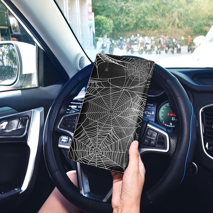 linqin Car Registration and Insurance Card Holder, Web Black Glove Box Organizer Card Document Wallet