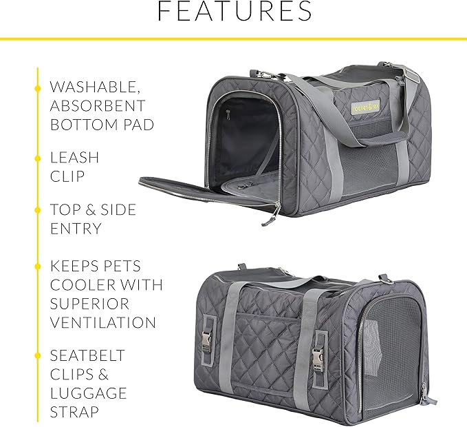 rocket & rex Dog Carrier Airline Approved. Soft-Sided Cat Carrier, Pet Carrier. Everyday Use, Car, Plane Travel. Collapsible, Rigid Frame for Easy Storage.