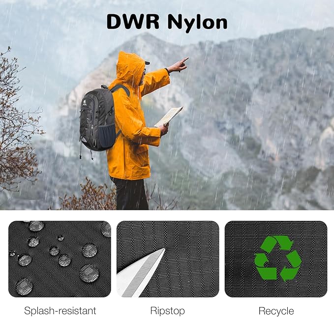 25L Small Hiking Backpack Daypack for Men, Waterproof Outdoor Backpack with Chest Strap for Camping, Black