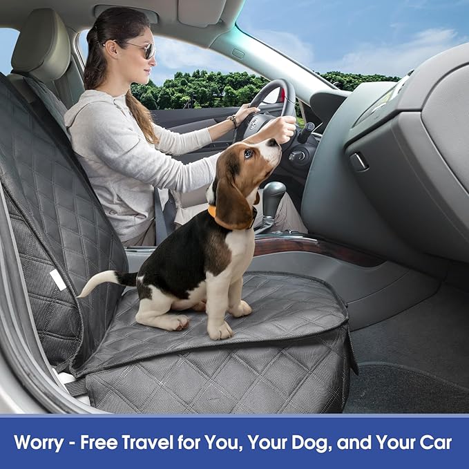 Front Seat Cover with Side Flaps - Waterproof, Durable Captain Seat Protector for Dogs & Humans, Protects from Dirt, Fur, Scratches, Fits Cars, SUVs, Trucks, Minivans(2-Pack)