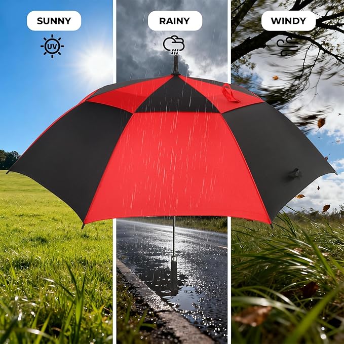 ZDSSM Automatic Open Golf Umbrella, 54/62/68/72 inch Extra Large Oversize Double Canopy Vented Stick Umbrellas, Windproof Waterproof Umbrella for Men And Women