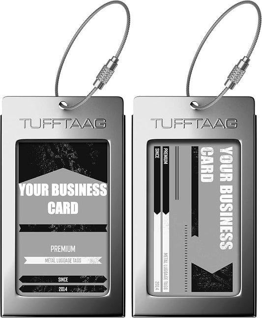 Luggage Tags Business Card Holder by TUFFTAAG - Durable Travel ID Bag Tag in Multiple Color Options, Perfect for Suitcases, Backpacks, and Carry-Ons, Easy Identification, Secure and Stylish