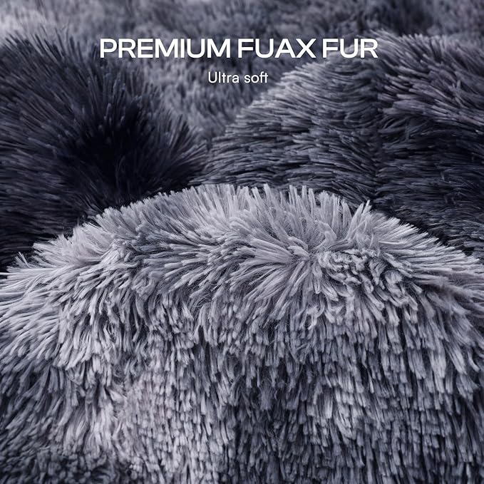 Luciphia Large Waterproof Dog Blanket Pet Washable Liquid Proof Furniture Protector Small Shaggy Plush Calming Long Faux Fur Bed Cover for Couch Cat Blankets for Kitten Doggy, Tie-dye Grey, 30" x 40"