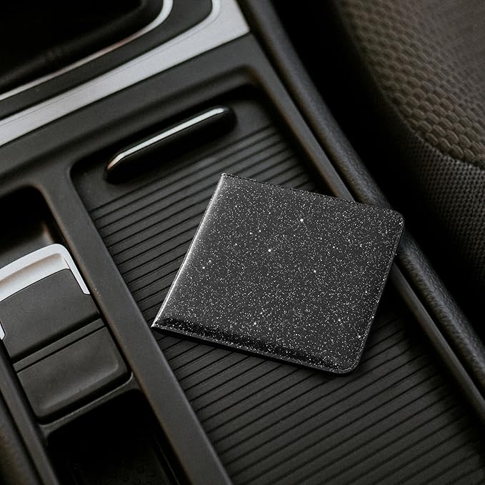 CoBak Car Registration and Insurance Holder - Vehicle Glove Box Car Organizer, Auto Truck Comparment Accessories Case for Essential Document, Driver License, Cards (Glitter Black)