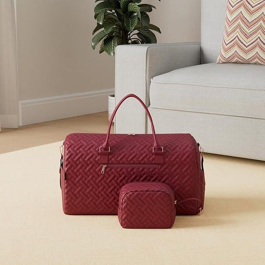 Duffle Bag for Travel, Weekender Bag with Shoe Compartment, Carry On Overnight Bag for Women with Toiletry Bag, Gym Bag with Wet Pocket, Hospital Bags for Labor and Delivery Beige