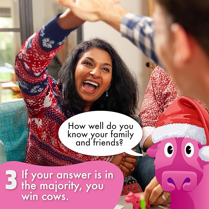 Herd Mentality: Udderly Funny Family Board Game | Easy & Fun for Big Groups of 4-20 Players | Includes 20 Extra Exclusive Questions