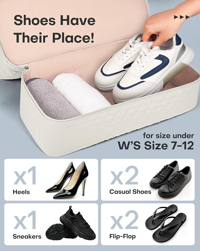 HOTOR Travel Duffel Bag - Weekender Bags for Women, Carry On Overnight Bag with Shoe Compartment, with Toiletry Bag for Travel Essentials and Travel Accessories, Beige, 13.4"×17.3"×7.9"