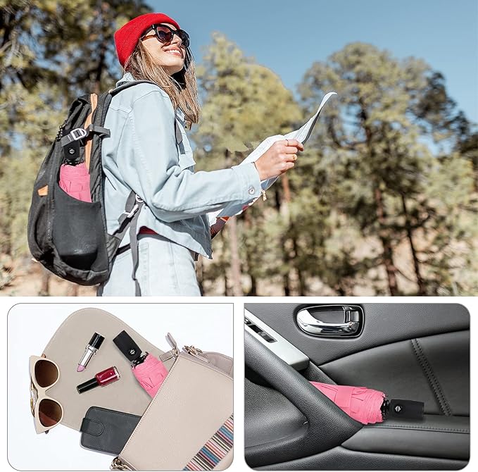 ZOMAKE Travel Umbrella Compact - 10 Ribs Portable Collapsible Umbrellas for Rain Windproof - Paraguas Automatic Small Folding Umbrella Lightweight Packable Umbrella for Women Men